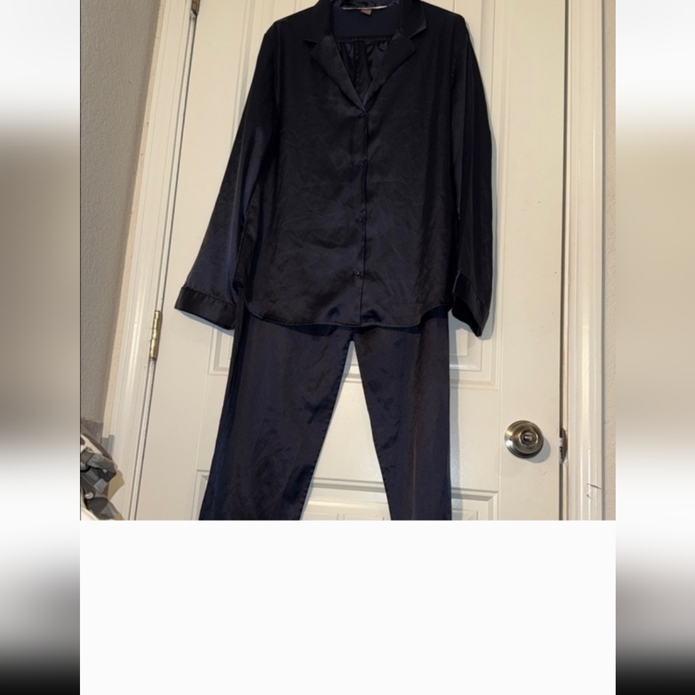 Victoria's Secret Midnight Blue Satin Pajama Set